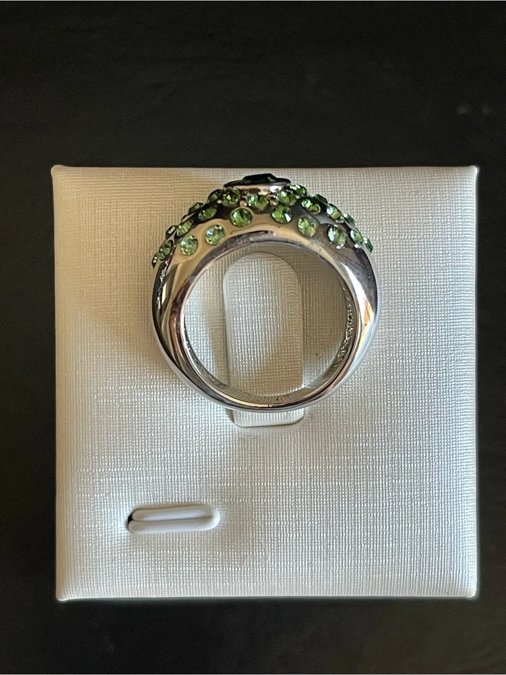 Green Crystal Cocktail dome Ring